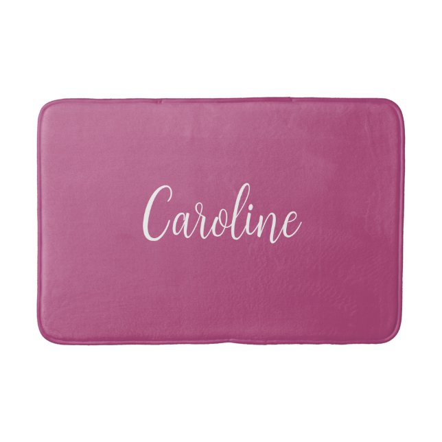 Trend Colour Pink Purple Berry Name Bath Mat (Front)