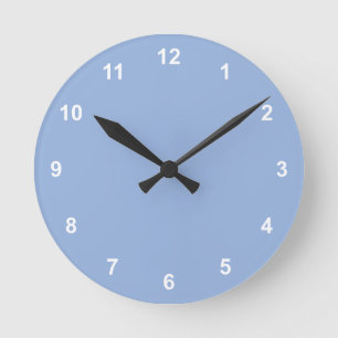 Trend Colour - Powder Blue Round Clock With Number