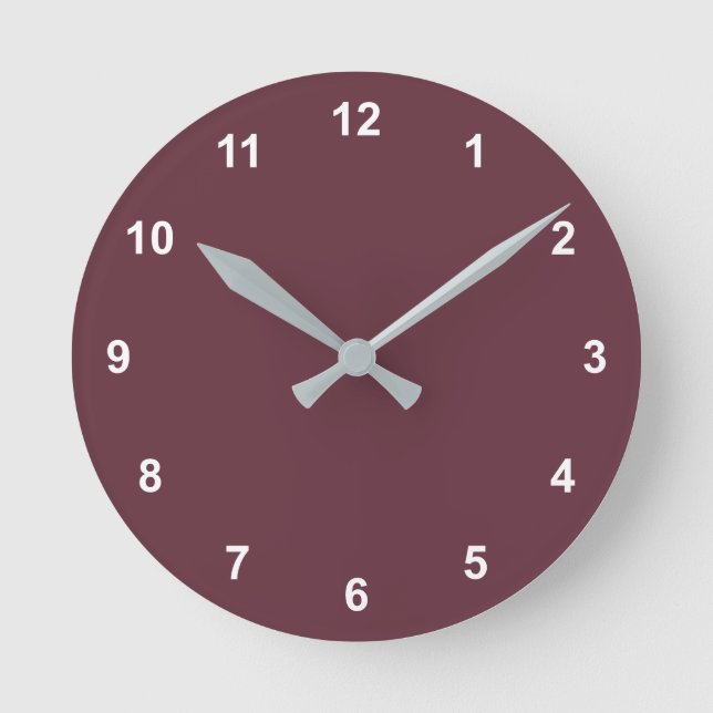 Trend Colour - Red Wine Round Clock With Numbers (Front)
