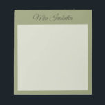 Trend Colour Reed Green Classic Notepad<br><div class="desc">Notepad with personalizable name in solid reed green colour. -- This modern and stylish Notepad adds an elegant and minimalist touch to your organizational essentials. Its simple and clean design in solid colour offers a timeless appeal. Explore our trendy colours for more products in the same shade or discover other...</div>