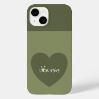 Trend Colour Reed Green Heart & Name Minimalist