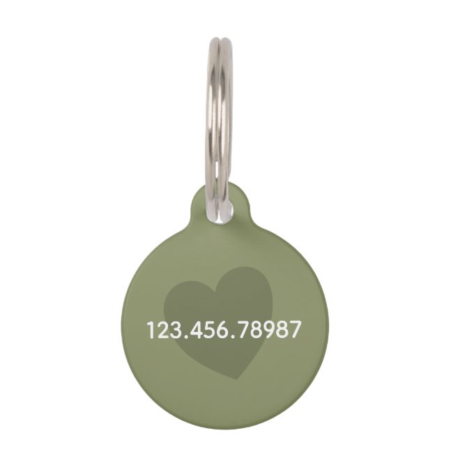 Trend Colour - Reed Green Heart Pet ID Tag (Back)