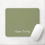 Trend Colour Reed Green Name Mousepad<br><div class="desc">Mousepad in solid reed green colour. Modern and stylish Mousepad with a customizable name in a cute handwritten looking font. Its simple and clean design in a solid colour offers a timeless and classic appeal. Explore our trendy colours for more products in the same colour or discover other stylish hues...</div>