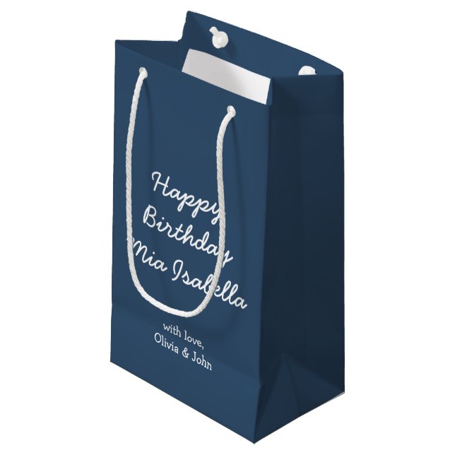 Trend Colour Serious Blue Custom Small Gift Bag (Front Angled)