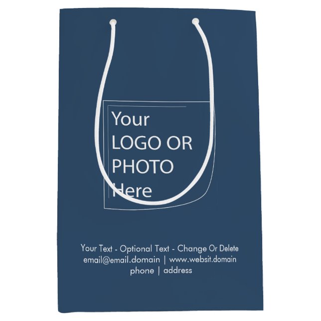 Trend Colour - Serious Blue Medium Logo Gift Bag (Front)