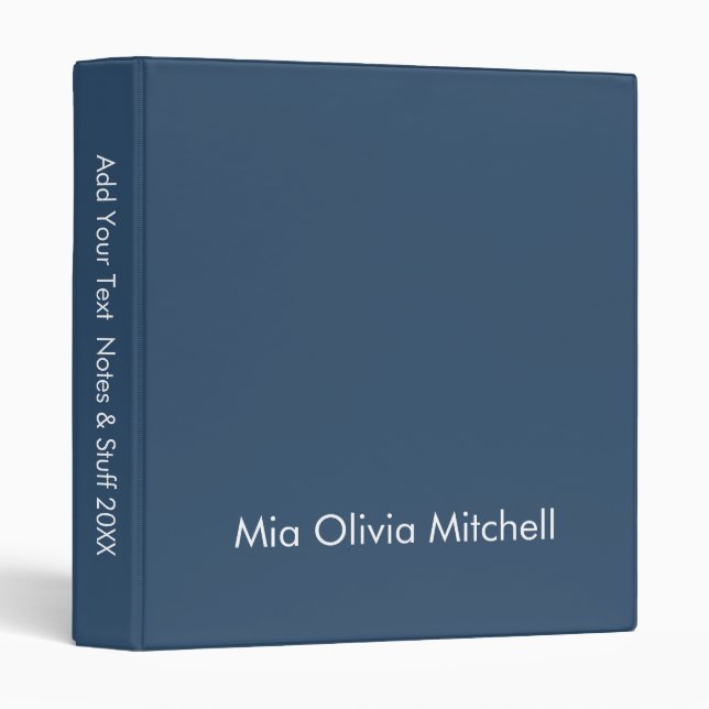 Trend Colour - Serious Blue Name 3 Ring Binder (Front/Spine)