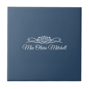 Trend Colour - Serious Blue Name Ceramic Tile