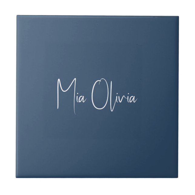 Trend Colour - Serious Blue Name Ceramic Tile (Front)