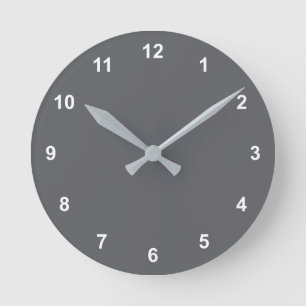 Trend Colour - Slate Grey Round Clock With Numbers