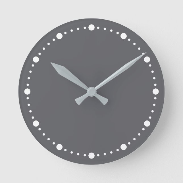 Trend Colour - Slate Grey White Dots Round Clock (Front)