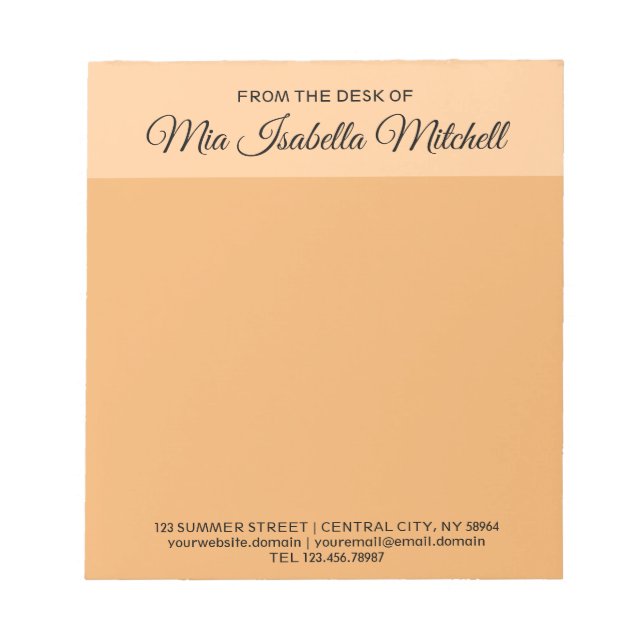 Trend Colour - Soft Orange Business Notepad (Front)