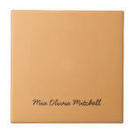 Trend Colour - Soft Orange Ceramic Tile<br><div class="desc">Introducing the trendy spring shade: Soft Orange. Elevate your home decor with our modern and stylish ceramic tile, featuring a customizable name in a charming handwritten looking font. Its elegant and minimalist design in solid colour exudes timeless appeal, making it perfect for yourself or as a thoughtful gift for friends,...</div>