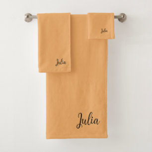 Trend Colour Soft Orange Name Bath Towel Set