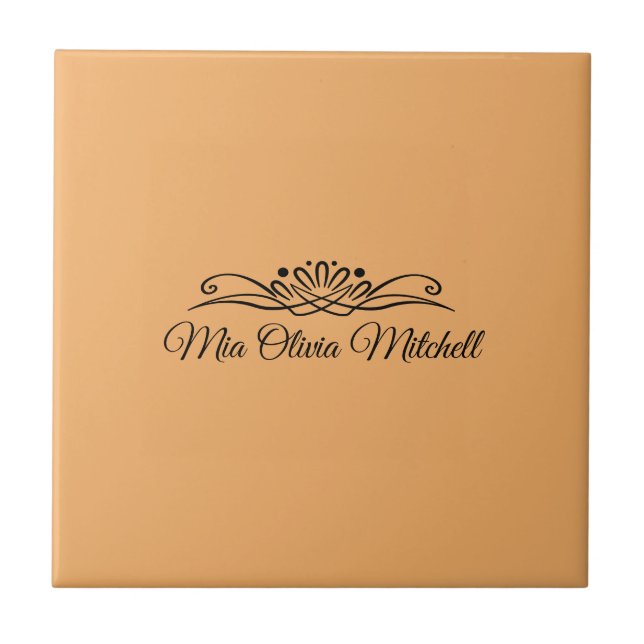 Trend Colour - Soft Orange Name Ceramic Tile (Front)