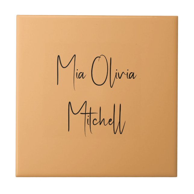 Trend Colour Soft Orange Name Ceramic Tile (Front)