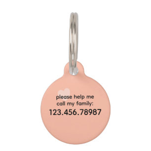 Trend Colour Soft Peach Help Pet ID Tag