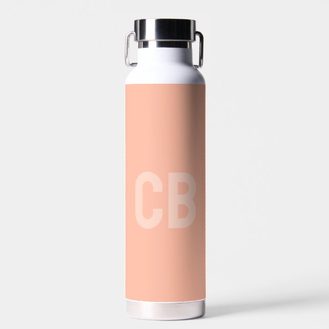 Trend Colour Soft Peach Monogram Water Bottle (Front)