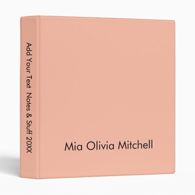 Trend Colour - Soft Peach Name 3 Ring Binder (Front/Spine)