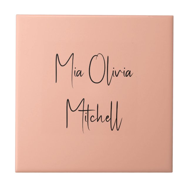 Trend Colour Soft Peach Name Ceramic Tile (Front)