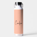 Trend Colour Soft Peach Name Water Bottle<br><div class="desc">Introducing the trendy spring colour: Soft Peach. Modern and stylish Water Bottle with customizable name in a modern, handwritten looling, signature style font. Its simple and clean design in a solid colour offers a timeless and classic appeal. Explore our spring trend colours for more products in the same colour or...</div>