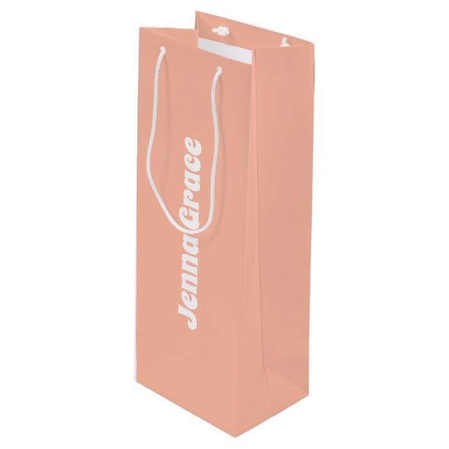 Trend Colour - Soft Peach Wine Gift Bag (Front Angled)