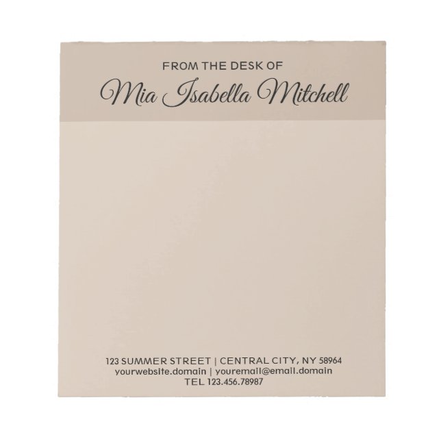 Trend Colour - Soft Taupe Business Notepad (Front)
