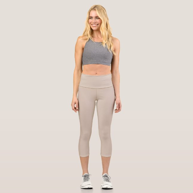 Trend Colour Soft Taupe High Waisted Capris (Front)