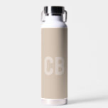 Trend Colour Soft Taupe Monogram Water Bottle<br><div class="desc">Introducing the trendy spring colour: Soft Taupe. Modern and stylish Water Bottle with customizable monogram in a modern font and light beige colour. Its simple and clean design in a solid colour offers a timeless and classic appeal. Explore our spring trend colours for more products in the same colour or...</div>