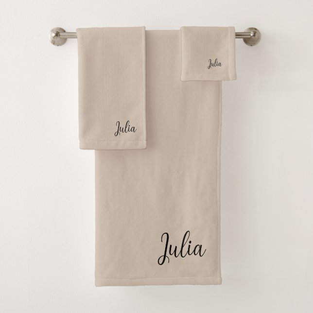 Trend Colour Soft Taupe Name Bath Towel Set (Insitu)