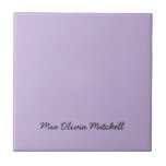 Trend Colour - Soft Violet Ceramic Tile<br><div class="desc">Introducing the vibrant spring shade: Soft Violet. Elevate your home decor with our modern and stylish ceramic tile, featuring a customizable name in a charming handwritten font. Its elegant and minimalist design in solid colours exudes timeless appeal, making it perfect for personal use or as a thoughtful gift for friends,...</div>