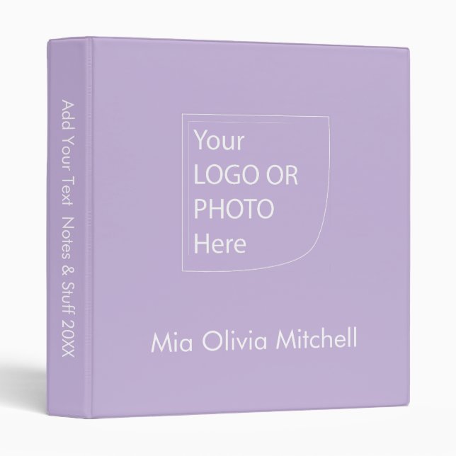 Trend Colour - Soft Violet Logo 3 Ring Binder (Front/Spine)