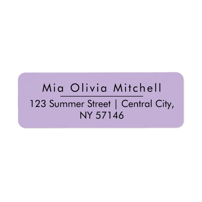 Trend Colour Soft Violet Minimalist Address Labels (Front)