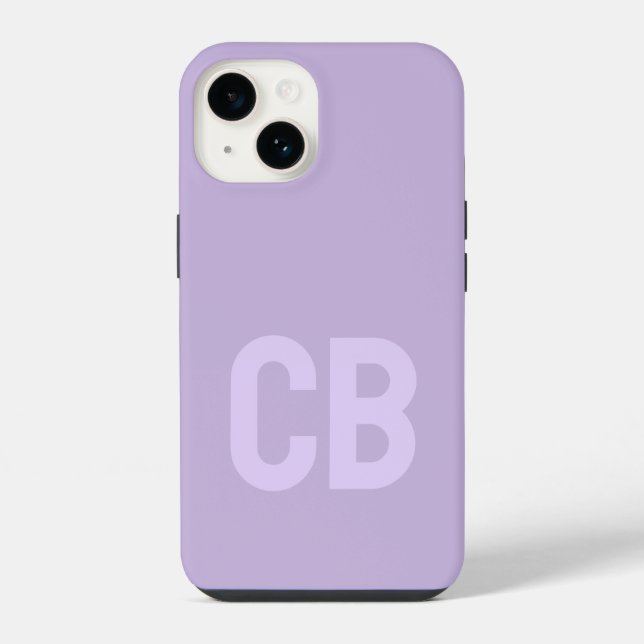 Trend Colour Soft Violet Minimalist Monogram iPhone Case (Back)