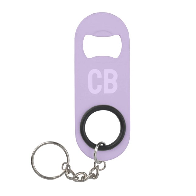 Trend Colour Soft Violet Monogram Stainless Steel Keychain Bottle Opener (Front)