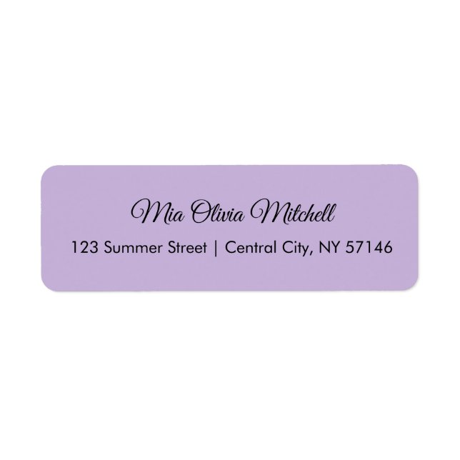 Trend Colour Soft Violet Script Address Labels (Front)