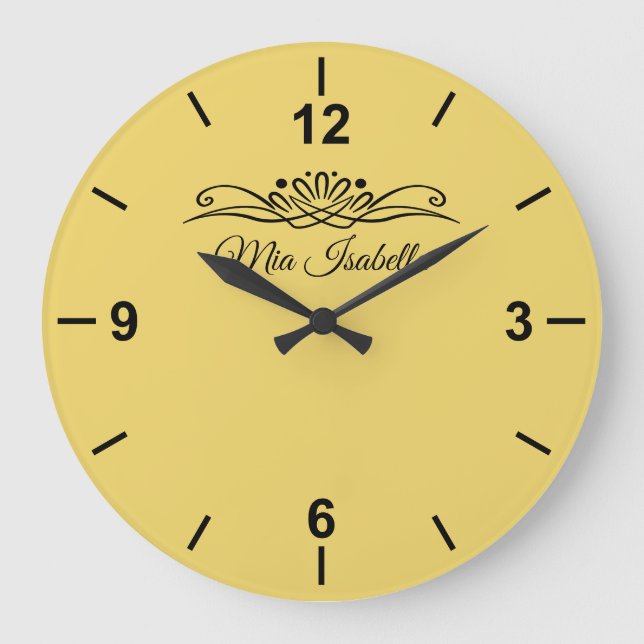 Trend Colour Soft Yellow Large Wall Clock (Front)