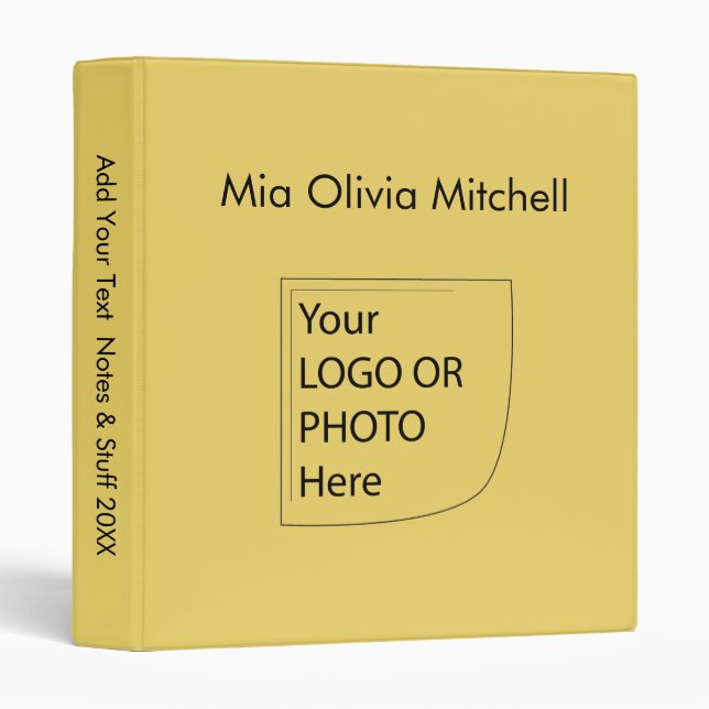 Trend Colour - Soft Yellow Logo 3 Ring Binder (Front/Spine)