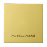Trend Colour - Soft Yellow Name Ceramic Tile<br><div class="desc">Introducing the vibrant spring shade: Fresh Tangerine. Elevate your home decor with our modern and stylish ceramic tile, featuring a customizable name in a charming handwritten font. Its elegant and minimalist design in solid colours exudes timeless appeal, making it perfect for personal use or as a thoughtful gift for friends,...</div>