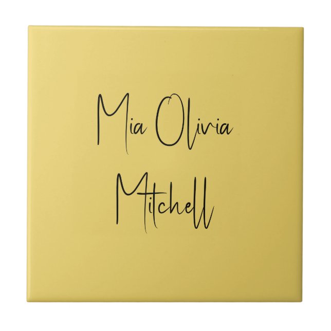 Trend Colour Soft Yellow Name Ceramic Tile (Front)