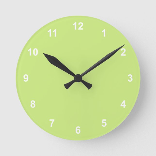Trend Colour  Spring Green Round Clock With Number (Front)