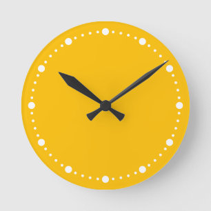 Trend Colour Sunburst Yellow White Dots Round Cloc Round Clock