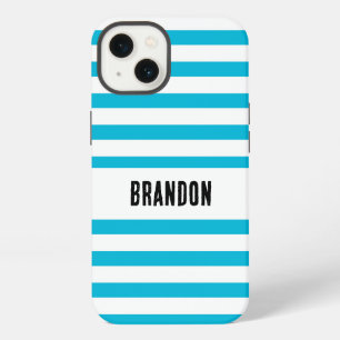 Trend Colour - Vivid Cyan Striped  iPhone 13 Case