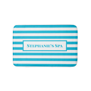 Trend Colour -- Vivid Cyan Striped Spa Bath Mat
