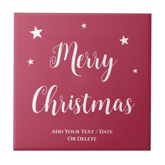 Trend Colour Warm Pink Christmas Ceramic Tile (Front)