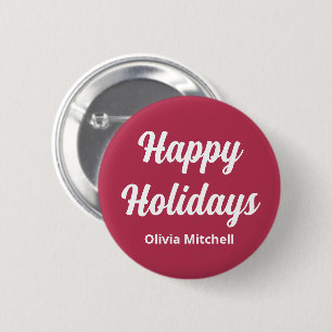 Trend Colour Warm Pink Happy Holidays Button