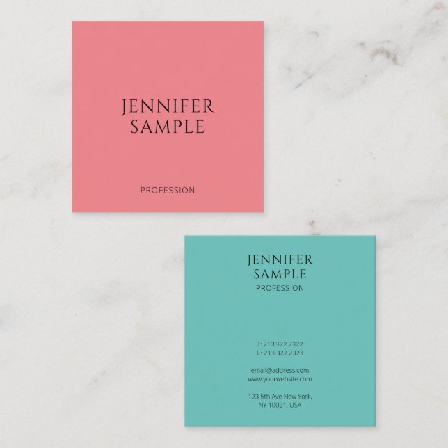 Trend Colours Customer Modern Elegant Template Square Business Card (Front/Back)