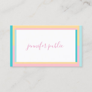 Trend Colours Handwritten Name Text Simple Modern Business Card