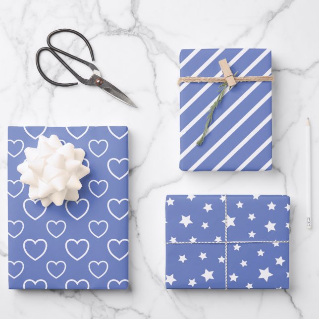 Trend Colours - Jewel Blue Colour - Pattern Wrapping Paper Sheet (Front)