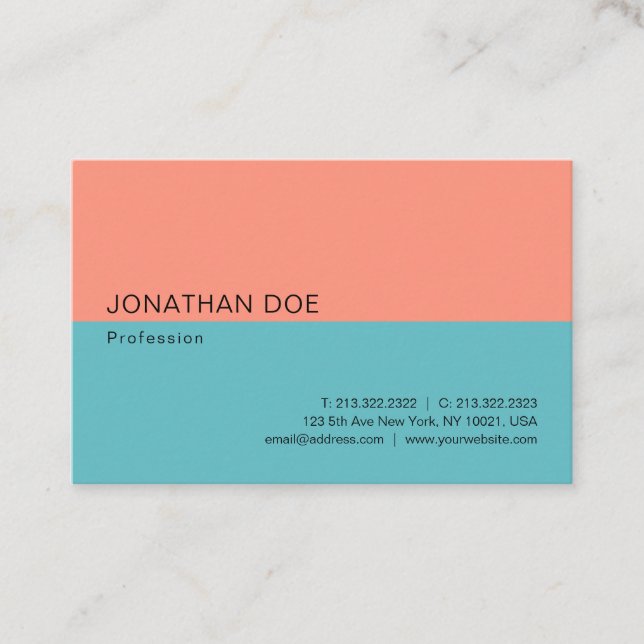Trend Colours Modern Minimalist Professional Business Card (Front)