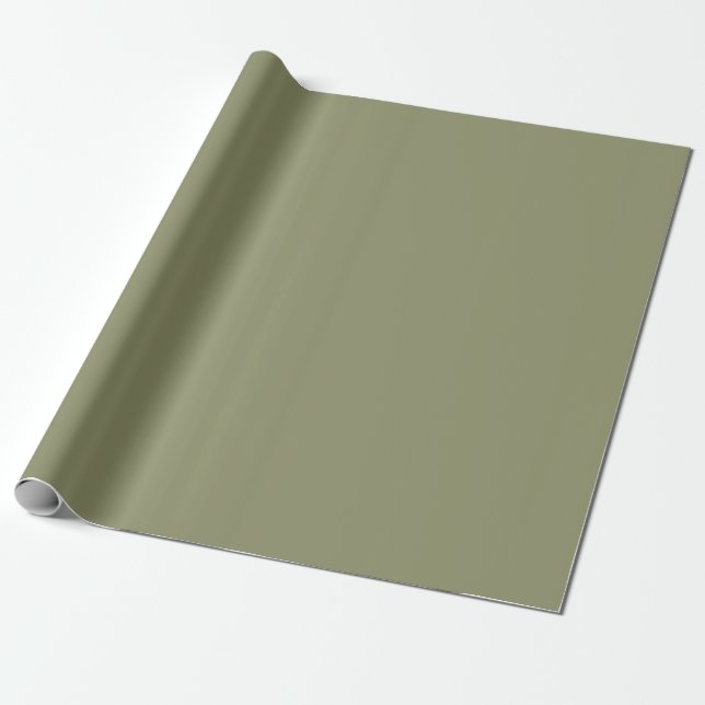 Trend Colours - Olive Sage Colour - Solid Roll Wrapping Paper (Unrolled)